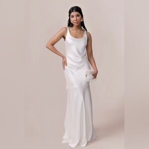 Revelry Lana White Satin and Tulle Dress